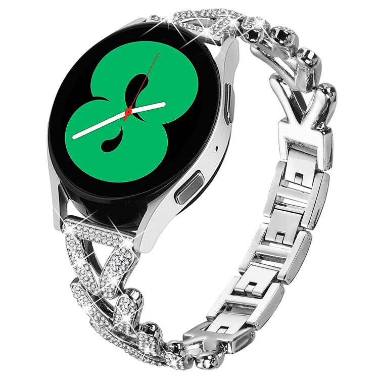 Zinc Alloy Twisted Watch Band Rhinestone Decor for Garmin Forerunner 645  /  Forerunner 645 Music Watch Strap - Silver