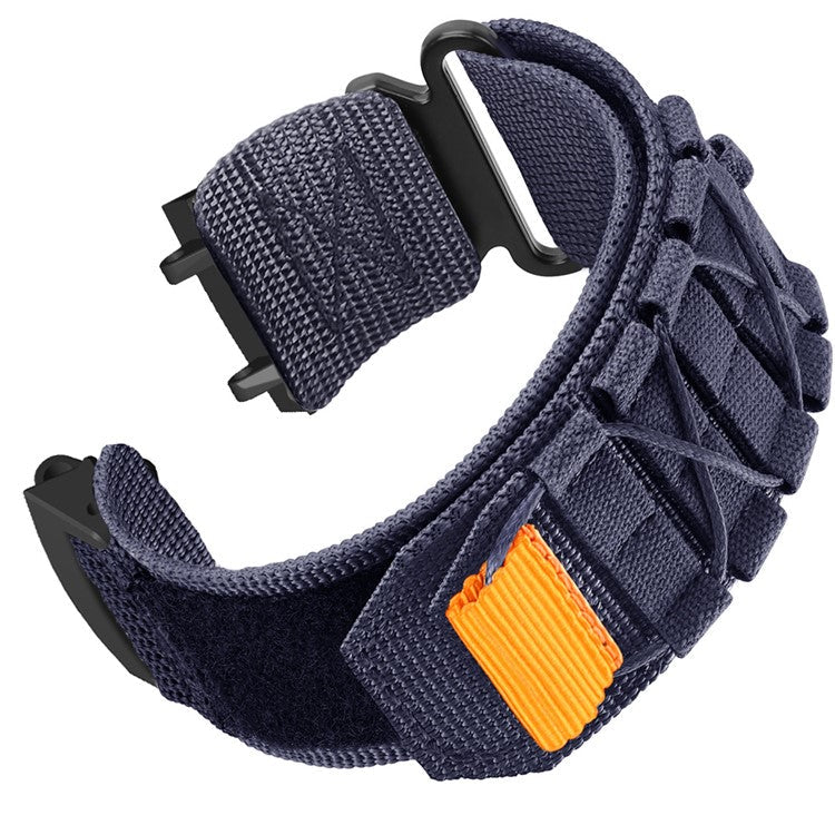 For Huami Amazfit T-Rex 3 Nylon Watch Band Loop Fastener Wrist Strap with Connector - Midnight Blue