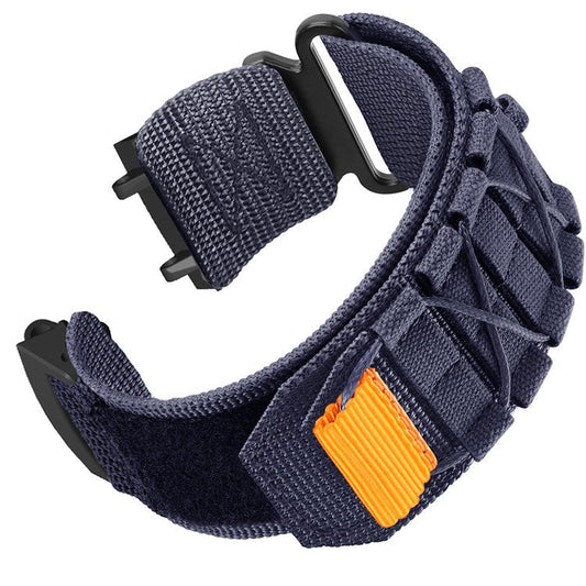 For Huami Amazfit T-Rex 3 Nylon Watch Band Loop Fastener Wrist Strap with Connector - Midnight Blue