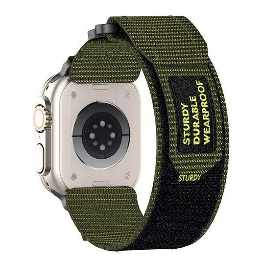 Nylon Watchband with Connector For Apple Watch 10 46mm  /  Ultra 2  /  Ultra 49mm  /  9 8 7 45mm  /  SE (2023) (2022)  /  SE 6 5 4 44mm  /  3 2 1 40mm - Army Green