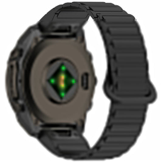 22mm Silicone Band for Garmin Fenix 8 47mm / Fenix E 47mm / Fenix 7 / Descent G1 Quick Release Magnetic Watch Strap - Black