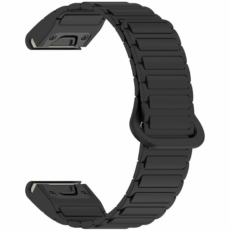 22mm Silicone Band for Garmin Fenix 8 47mm / Fenix E 47mm / Fenix 7 / Descent G1 Quick Release Magnetic Watch Strap - Black