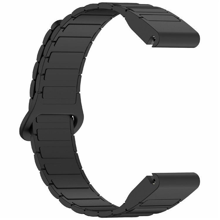 22mm Silicone Band for Garmin Fenix 8 47mm / Fenix E 47mm / Fenix 7 / Descent G1 Quick Release Magnetic Watch Strap - Black