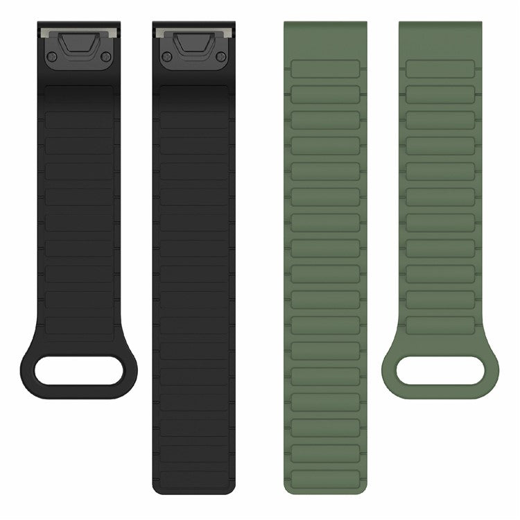 22mm Silicone Band for Garmin Fenix 8 47mm / Fenix E 47mm / Fenix 7 / Descent G1 Quick Release Magnetic Watch Strap - Black