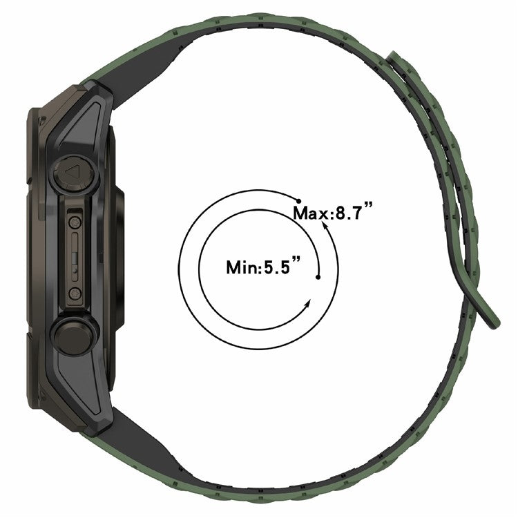 22mm Silicone Band for Garmin Fenix 8 47mm / Fenix E 47mm / Fenix 7 / Descent G1 Quick Release Magnetic Watch Strap - Black