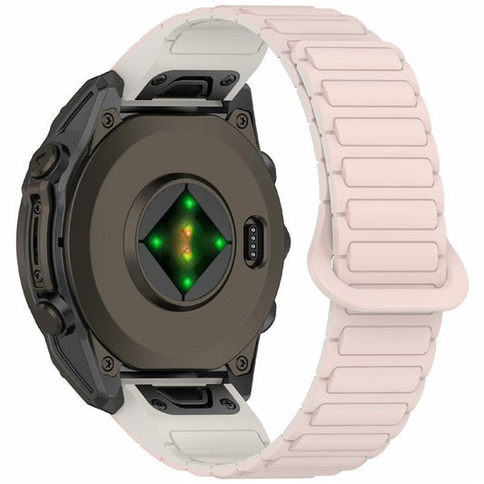 20mm Silicone Band for Garmin Fenix 8 43mm / Descent MK3 / MK3i / Fenix 7S Quick Release Magnetic Watch Strap - Pink+Starlight
