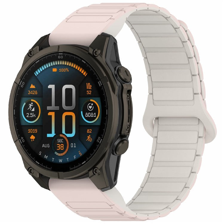 20mm Silicone Band for Garmin Fenix 8 43mm / Descent MK3 / MK3i / Fenix 7S Quick Release Magnetic Watch Strap - Pink+Starlight