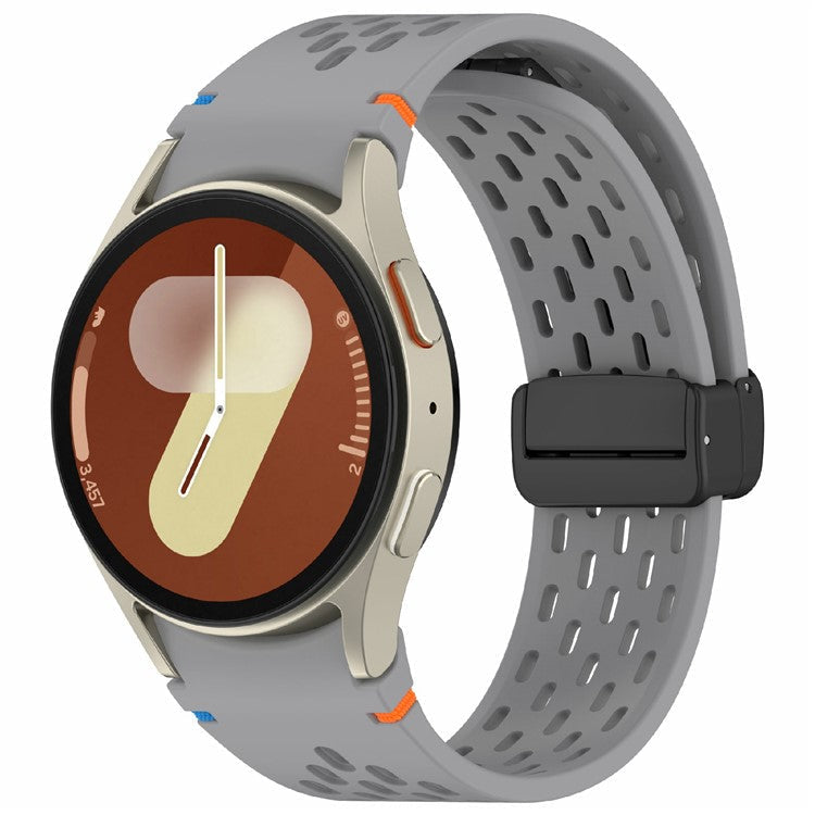 Silicone Watch Band for Samsung Galaxy Watch7 / Watch6 / Watch6 Classic / Watch 5 / Watch 5 Pro / Watch4 / Watch4 Classic / Watch FE Breathable Sport Strap - Dark Grey