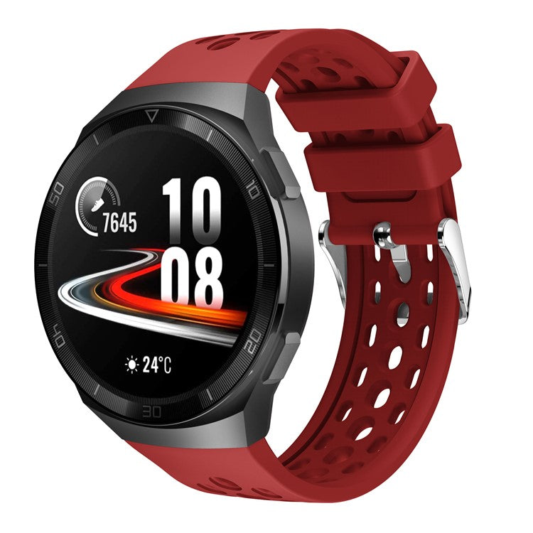 22MM Soft Silicone Watch Band Strap Replacement for Huawei Watch GT 2e - Red