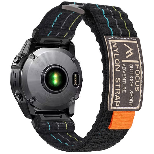 22mm Watch Band for Garmin Fenix 8 47mm / Fenix E 47mm / Quatix 7 Pro Magic Tape Nylon Strap - Black