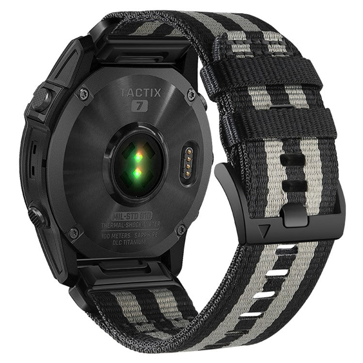 26mm Canvas Nylon Quick Release Strap for Garmin Fenix 8 51mm  /  Fenix 7X  /  6X - Black  /  Grey