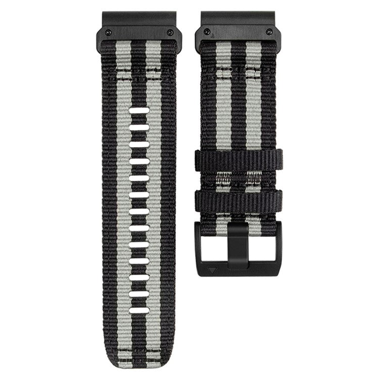 26mm Canvas Nylon Quick Release Strap for Garmin Fenix 8 51mm  /  Fenix 7X  /  6X - Black  /  Grey