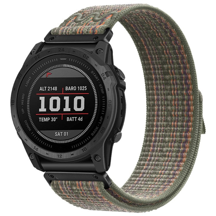 26mm Quick Release Nylon Watch Band for Garmin Fenix 8 51mm  /  Fenix 7X  /  6X - Army Green