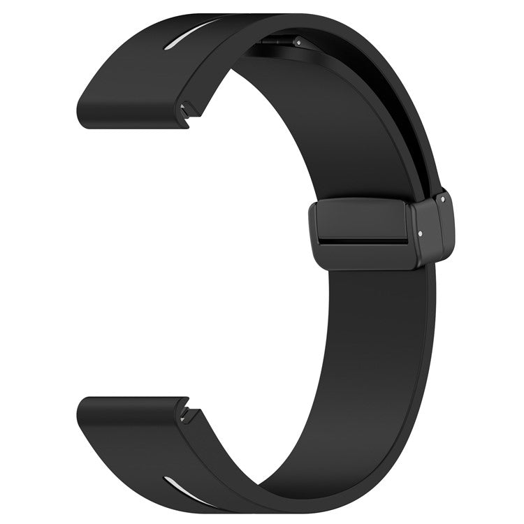 22mm Watch Strap For Garmin Fenix 8 47mm  /  Fenix 7  /  6 Silicone Watchband with Magnetic Black Buckle - Black  /  White