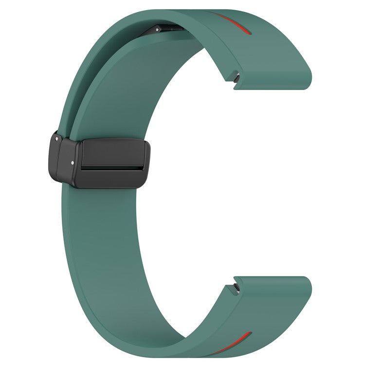 20mm Watch Strap For Garmin Fenix 8 43mm  /  Fenix 7S  /  6S Silicone Watchband with Magnetic Black Buckle - Olive Green  /  Red