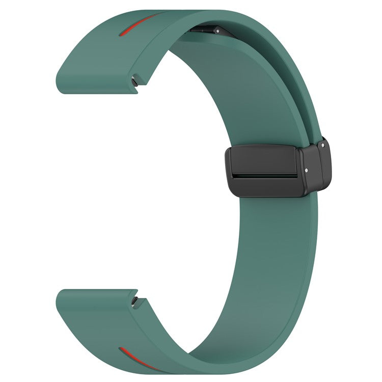 20mm Watch Strap For Garmin Fenix 8 43mm  /  Fenix 7S  /  6S Silicone Watchband with Magnetic Black Buckle - Olive Green  /  Red