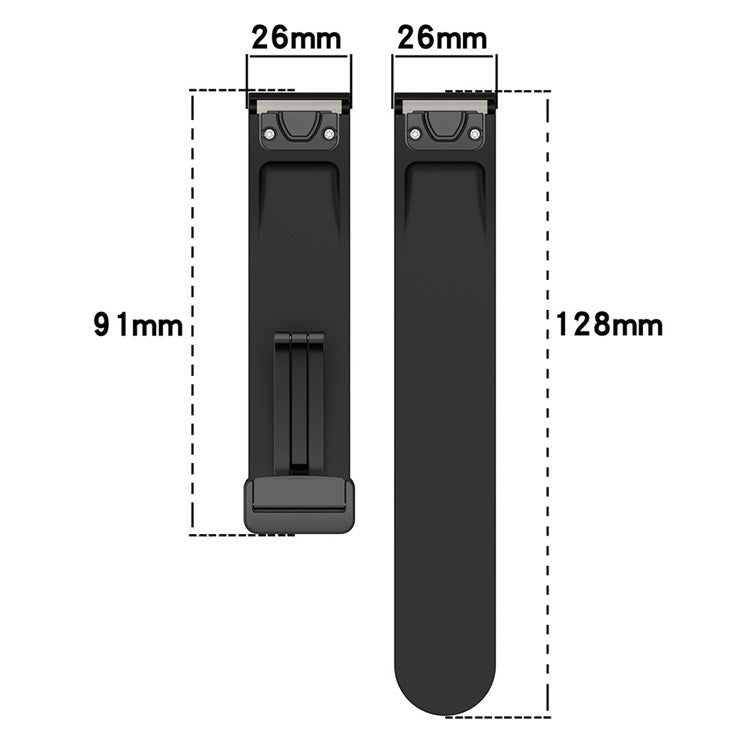 26mm Watch Strap For Garmin Fenix 8 51mm  /  Fenix 7X  /  6X Silicone Watchband with Magnetic Black Buckle - Black  /  White