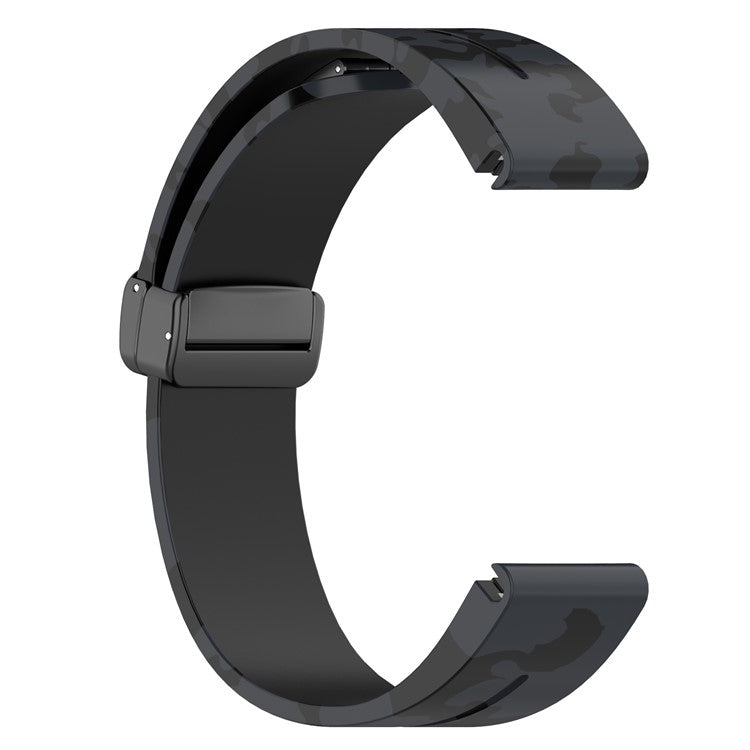 22mm Watch Strap For Garmin Fenix 8 47mm  /  Fenix 7  /  6 Camouflage Silicone Watchband with Magnetic Black Buckle - Camo Grey