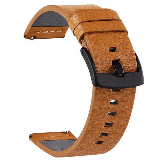 For Suunto 9  /  7 Replacement Watch Band 24mm PU Leather Watch Strap - Yellow  /  Black