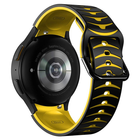 Silicone Strap for Samsung Galaxy Watch7 44mm 40mm / Watch FE 40mm / Watch6 44mm 40mm Dual Color Watch Band - Black+Yellow