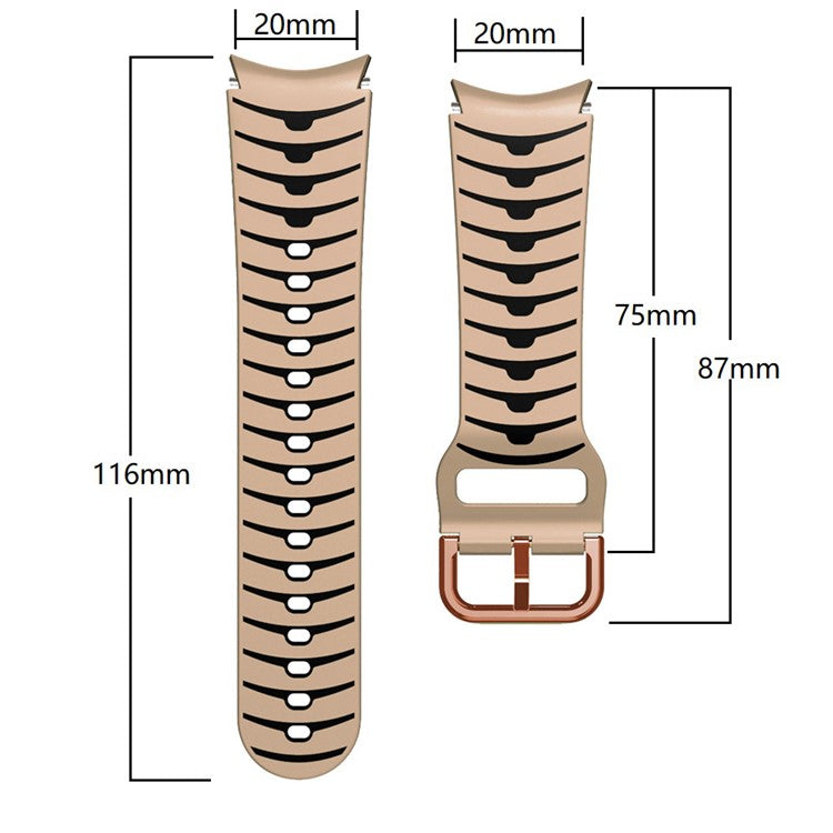 Silicone Strap for Samsung Galaxy Watch7 44mm 40mm / Watch FE 40mm / Watch6 44mm 40mm Dual Color Watch Band - Grey+White