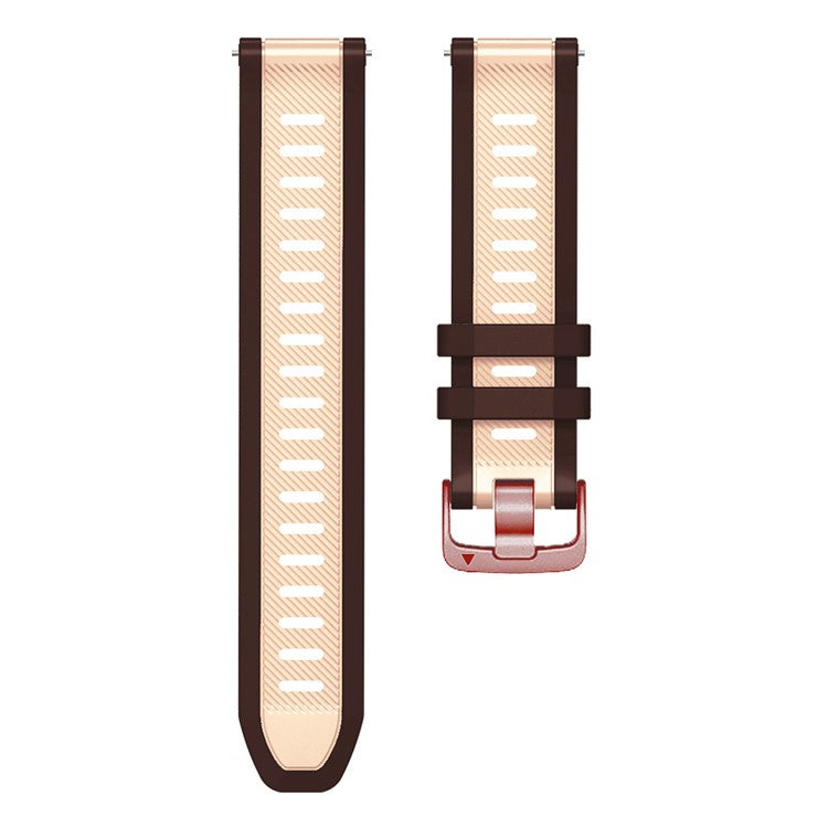20mm Silicone Strap for Samsung Galaxy Watch6 44mm 40mm / Watch6 Classic 47mm 43mm / Watch 5 44mm 40mm Rose Gold Buckle Dual Color Band - Khaki+Brown
