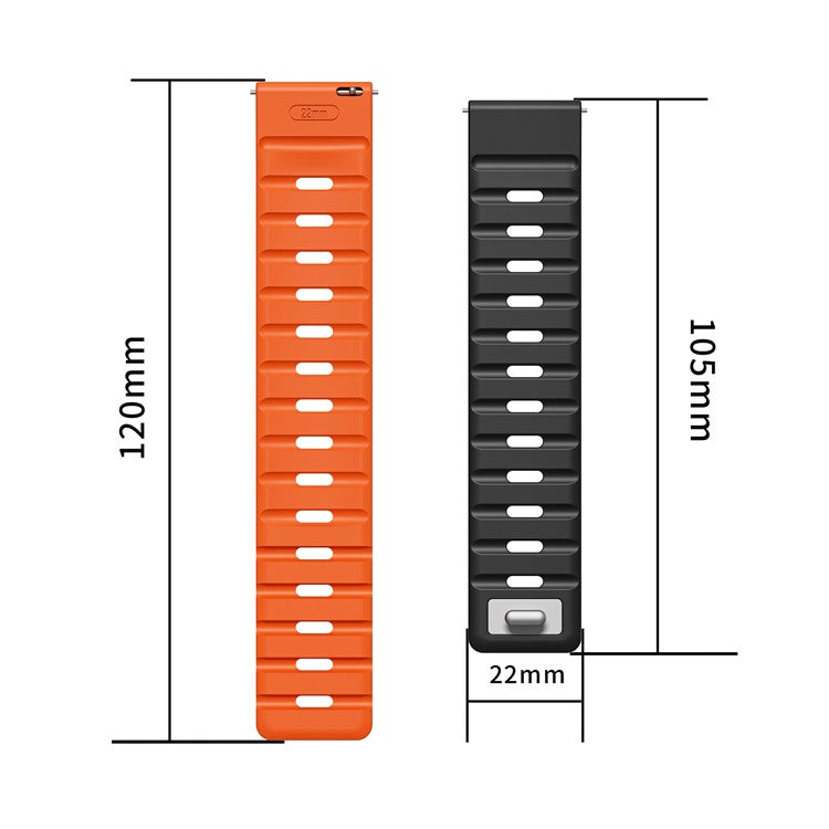 22mm Magnetic Strap for Huawei Watch GT 5 Pro 46mm / GT 5 46mm / GT 4 46mm Silicone Watch Band - Grey+Orange