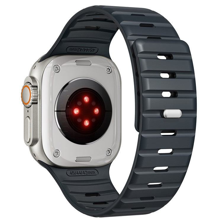 Magnetic Band for Apple Watch Series 10 46mm / Ultra 2 Ultra 49mm / 9 8 7 45mm / SE (2023) SE (2022) SE 6 5 4 44mm / 3 2 1 42mm Silicone Breathable Watch Strap - Midnight