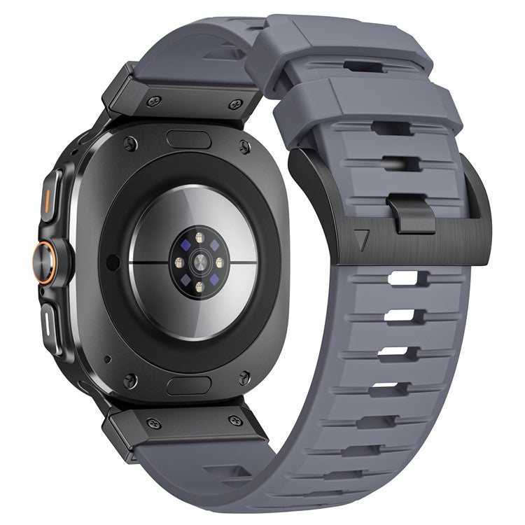 For Samsung Galaxy Watch Ultra 47mm Fluorubber Strap Replacement Sport Watch Band - Grey / Black Connector