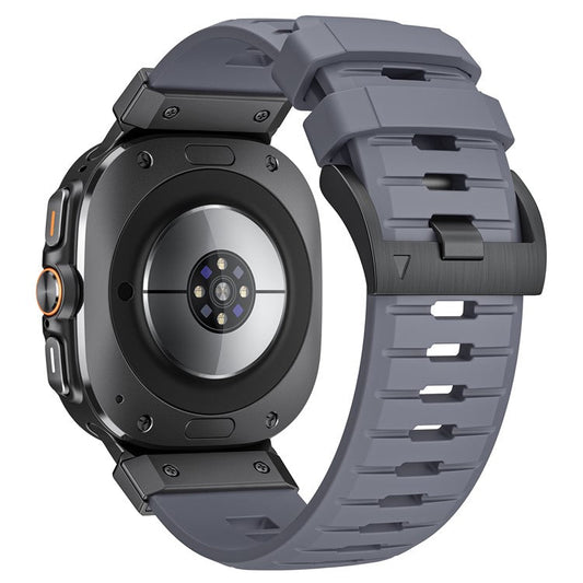 For Samsung Galaxy Watch Ultra 47mm Fluorubber Strap Replacement Sport Watch Band - Grey / Black Connector