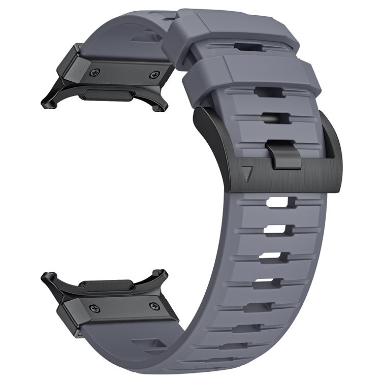 For Samsung Galaxy Watch Ultra 47mm Fluorubber Strap Replacement Sport Watch Band - Grey / Black Connector