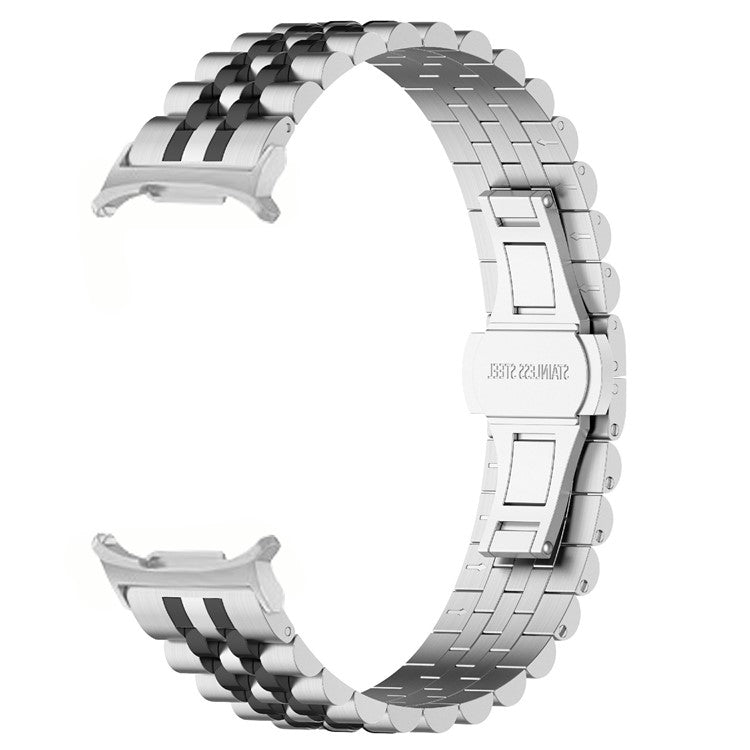 For Samsung Galaxy Watch Ultra 47mm Watch Band Stainless Steel Strap with Band Removal Tool - Silver / Black B