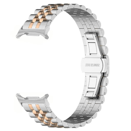 For Samsung Galaxy Watch Ultra 47mm Watch Band Stainless Steel Strap with Band Removal Tool - Silver / Rose Gold B