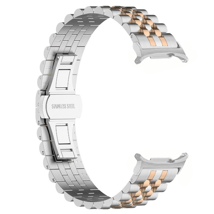 For Samsung Galaxy Watch Ultra 47mm Watch Band Stainless Steel Strap with Band Removal Tool - Silver / Rose Gold B