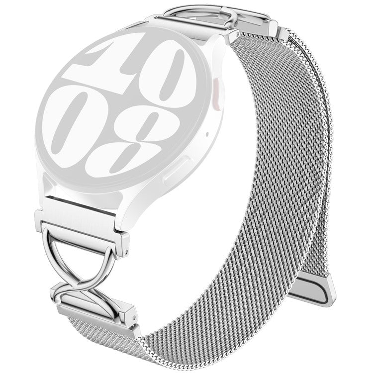 For Huawei Watch GT 3 Pro 43mm Watch Band Magnetic Stainless Steel Milanese Strap with X-Shaped Connector - Silver