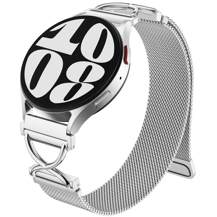 For Huawei Watch GT 3 Pro 43mm Watch Band Magnetic Stainless Steel Milanese Strap with X-Shaped Connector - Silver