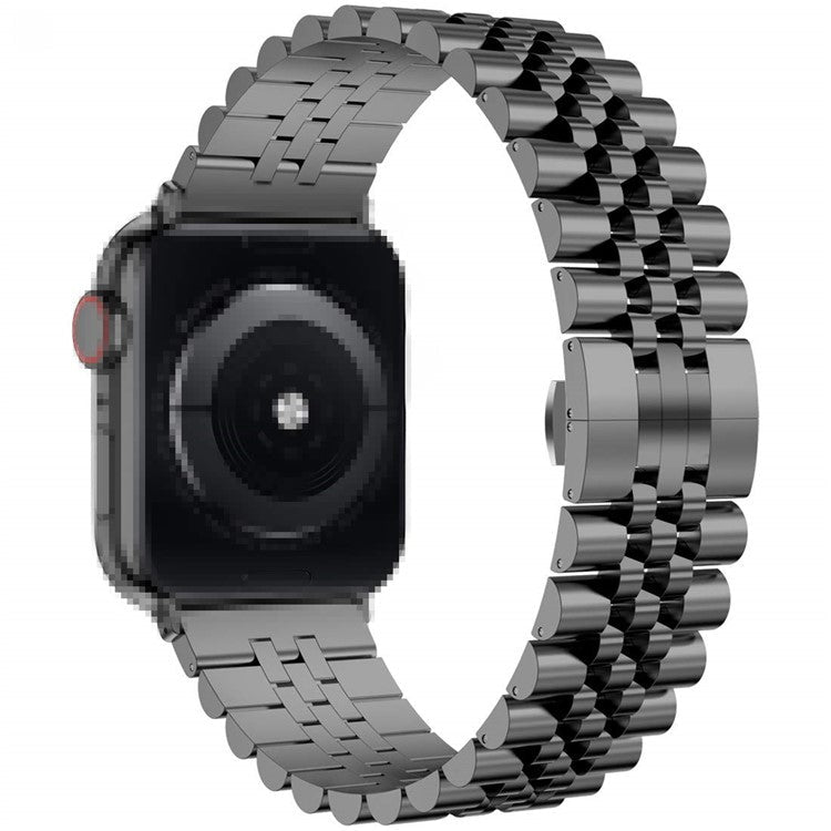 5-Beads Stainless Steel Watch Band for Apple Watch Series 10 42mm / 9 8 7 41mm / 6 5 4 SE SE (2022) SE (2023) 40mm / 3 2 1 38mm - Black