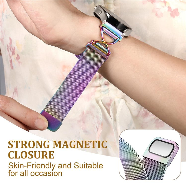 For Garmin Vivomove 3 / GarminMove 3 Milanese Band Electroplated Stainless Steel Magnetic Watch Strap with X-Shaped Connector - Multi-color