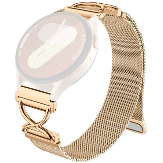 For Garmin Vivomove Sport / Venu 2 Plus Milanese Band Electroplated Stainless Steel Magnetic Watch Strap with X-Shaped Connector - Rose Gold