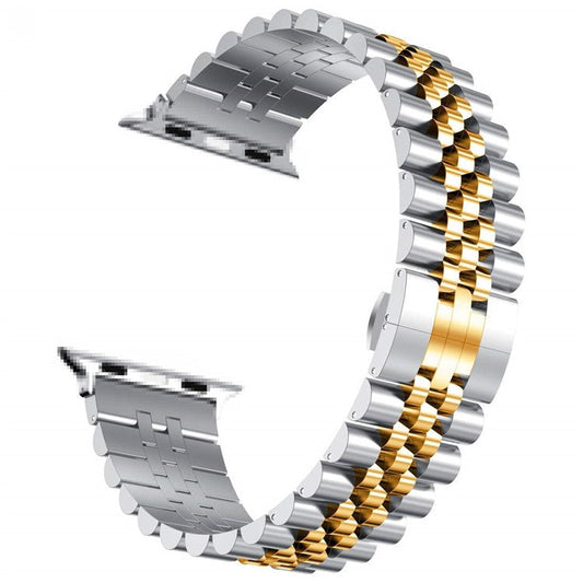 New Style Stainless Steel Watch Strap for Apple Watch Ultra 49mm / Ultra 2 49mm / Series 9 45mm / SE (2023) 44mm / Series 8 / 7 45mm 6 / 5 / 4 / SE / SE (2022) 44m, Series 3 / 2 / 1 42mm - Silver / Gold