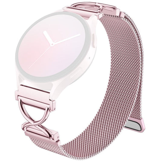 For Samsung Galaxy Watch Active2 40mm / 44mm Milanese Band Electroplated Stainless Steel Magnetic Watch Strap with X-Shaped Connector - Rose Pink