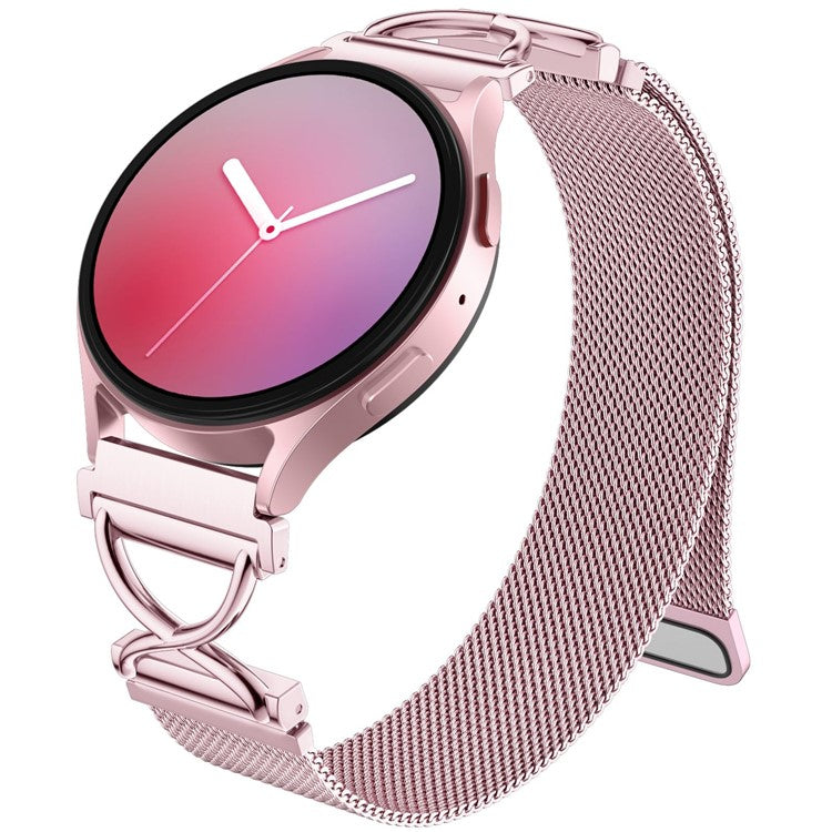 For Samsung Galaxy Watch Active2 40mm / 44mm Milanese Band Electroplated Stainless Steel Magnetic Watch Strap with X-Shaped Connector - Rose Pink