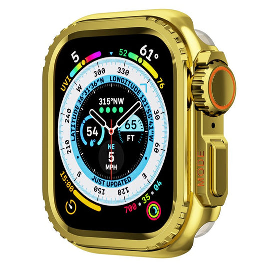Metal Case for Apple Watch Series 9 / 8 / 7 45mm Sport Watch Protective Cover - Glossy Gold