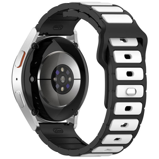 Silicone Strap for Samsung Galaxy Watch3 45mm  /  Galaxy Watch 46mm  /  Gear S3 Classic Universal 22mm Dual Color Watch Band - Black+White