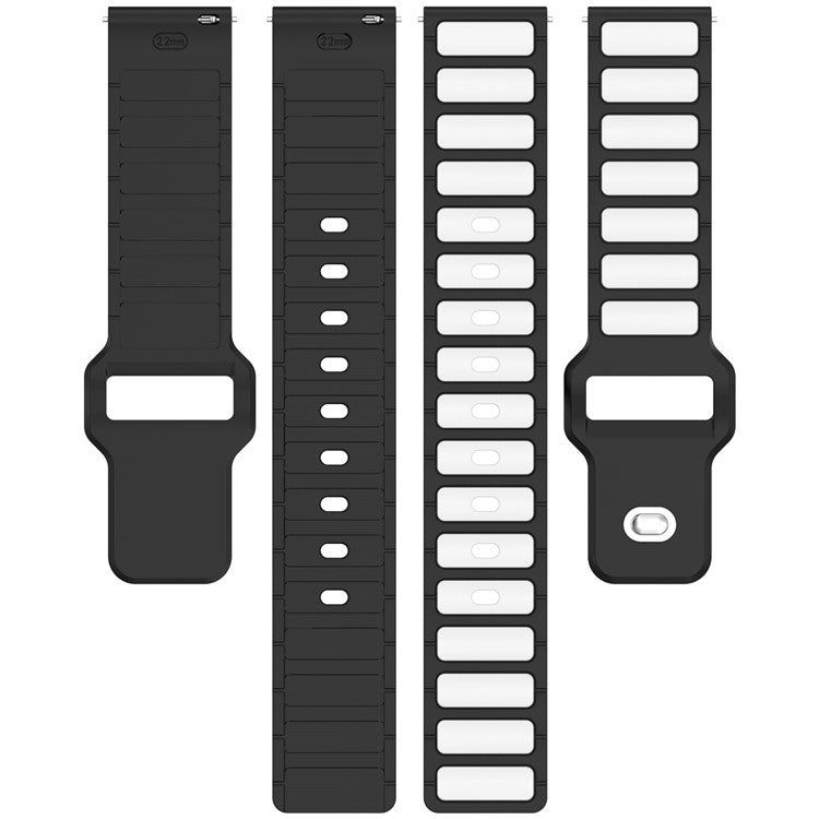 Silicone Strap for Samsung Galaxy Watch3 45mm  /  Galaxy Watch 46mm  /  Gear S3 Classic Universal 22mm Dual Color Watch Band - Black+White