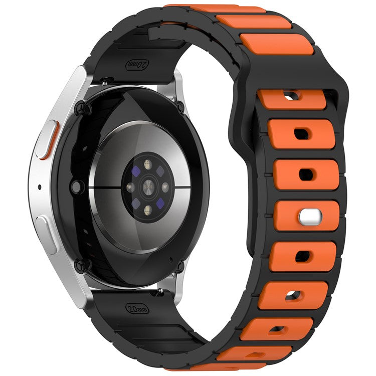 Silicone Strap for Samsung Galaxy Watch3 45mm  /  Galaxy Watch 46mm  /  Gear S3 Classic Universal 22mm Dual Color Watch Band - Black+Orange