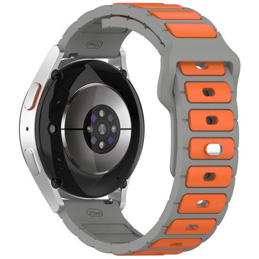 Silicone Strap for Samsung Galaxy Watch3 45mm  /  Galaxy Watch 46mm  /  Gear S3 Classic Universal 22mm Dual Color Watch Band - Grey+Orange