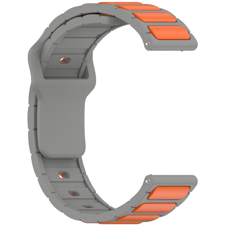 Silicone Strap for Samsung Galaxy Watch3 45mm  /  Galaxy Watch 46mm  /  Gear S3 Classic Universal 22mm Dual Color Watch Band - Grey+Orange