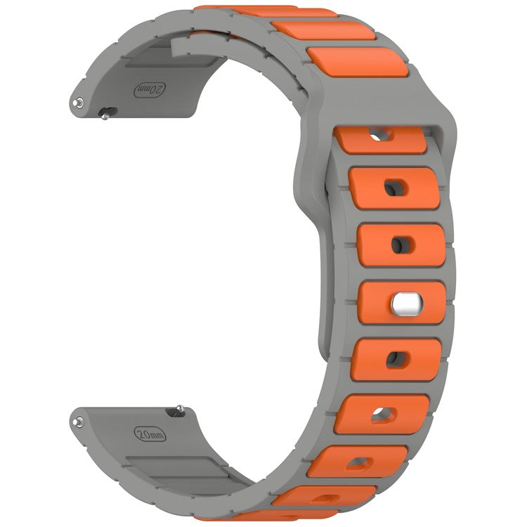 Silicone Strap for Samsung Galaxy Watch3 45mm  /  Galaxy Watch 46mm  /  Gear S3 Classic Universal 22mm Dual Color Watch Band - Grey+Orange