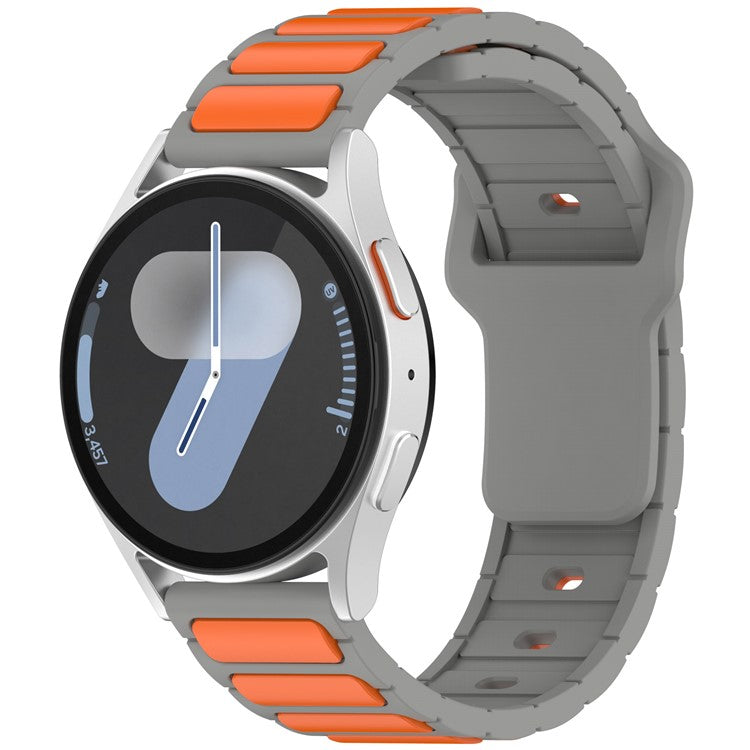Silicone Strap for Samsung Galaxy Watch3 45mm  /  Galaxy Watch 46mm  /  Gear S3 Classic Universal 22mm Dual Color Watch Band - Grey+Orange
